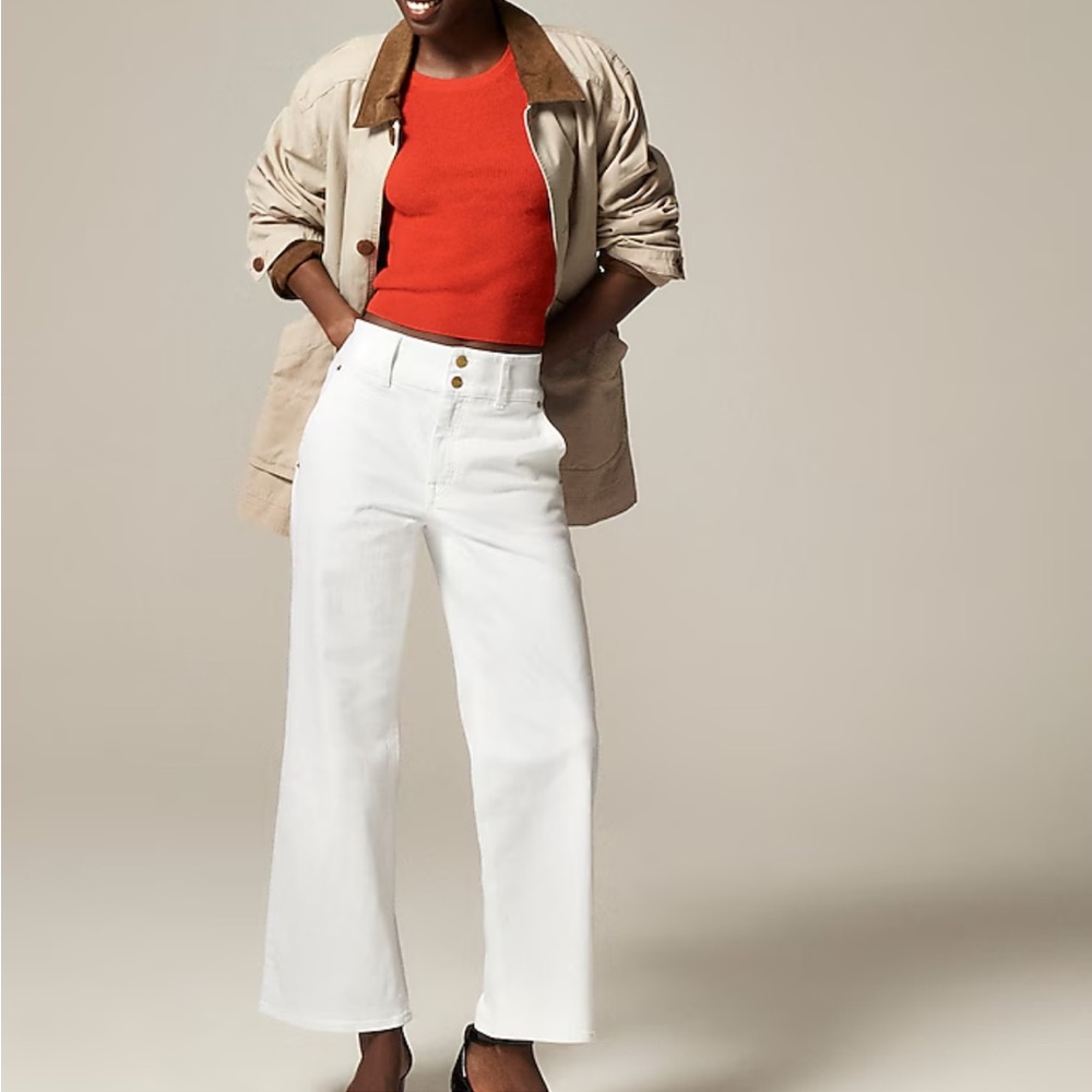 Stylish Beige Jacket with Red Top and White Pants
